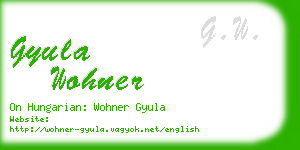 gyula wohner business card